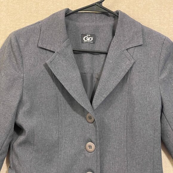 GO Jacket Women's 10/S Gray Long Sleeve Button Closure - Picture 2 of 11